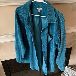 Unisex L.L. Bean Turquoise Corduroy Button Up